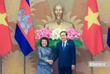 Chủ tịch Quốc hội Trần Thanh Mẫn đón và hội đàm với Chủ tịch Quốc hội Campuchia