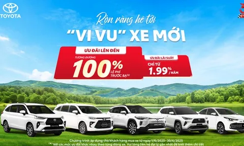 Toyota ưu đãi đến 100% lệ phí trước bạ cho khách hàng mua xe trong tháng 6