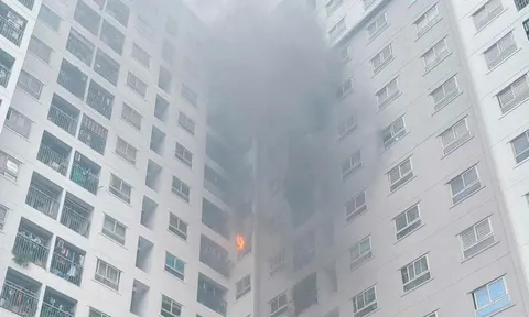 Cháy căn hộ chung cư ở Hà Nội, người dân hoảng loạn thoát hiểm bằng thang bộ