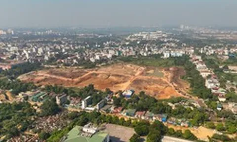 Công trường hồ điều hòa gần 500 tỷ đồng ở cửa ngõ phía Bắc Hà Nội