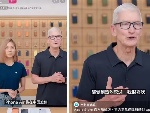 CEO Tim Cook bất ngờ tham gia livestream bán iPhone Air ở Trung Quốc
