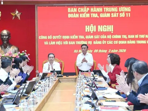 Công bố quyết định kiểm tra, giám sát đối với Ban Thường vụ Đảng ủy các cơ quan Đảng Trung ương