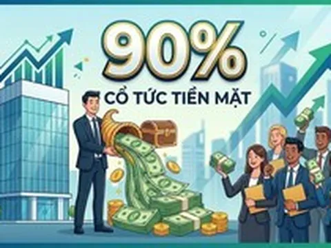 Một doanh nghiệp chốt ngày trả cổ tức 90% bằng tiền mặt